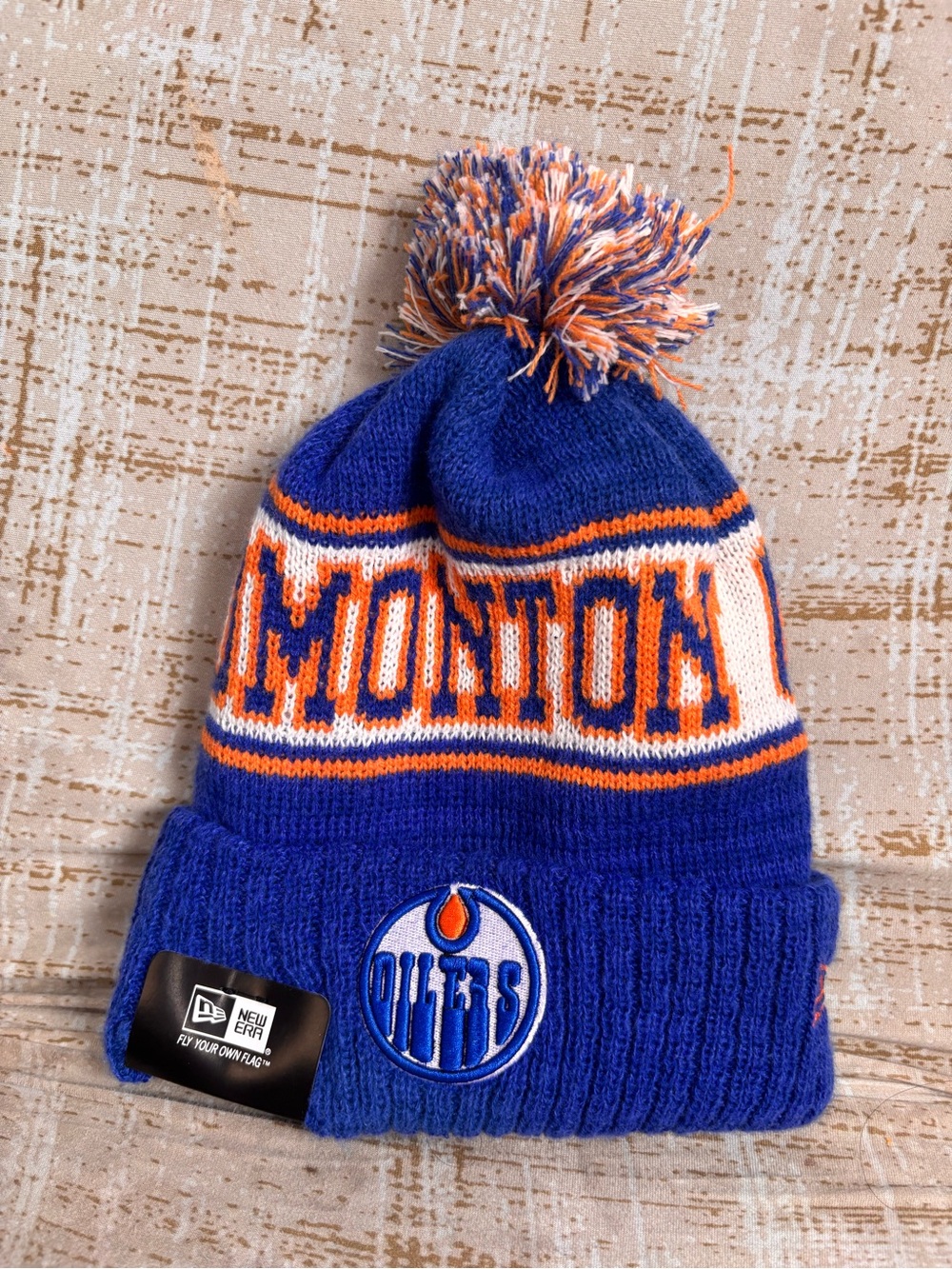 New Era Edmonton Oilers  Pom Beanie - Blue & Orange